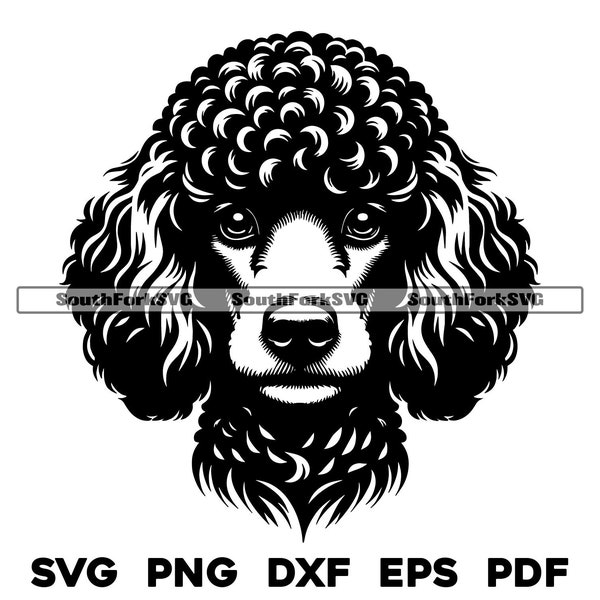 Poodle Dog Head Design | svg png dxf eps pdf | vector graphic cut file laser clip art | instant digital download commercial use