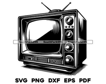 Old TV Television Set Design 1 | svg png dxf eps pdf | vector graphic design cut print dye sub laser engrave digital files commercial use