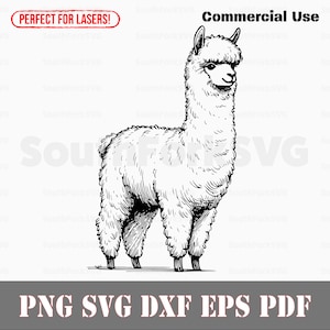 Alpaca lasergraveren bestanden svg png dxf eps pdf vector grafisch ontwerp knippen print dye sub digitale bestanden commercieel gebruik