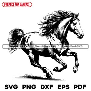 Pferd galoppierende Lasergravur-Dateien svg png dxf eps pdf Vektorgrafik Cut Print Dye sub digitale Dateien kommerzielle Nutzung
