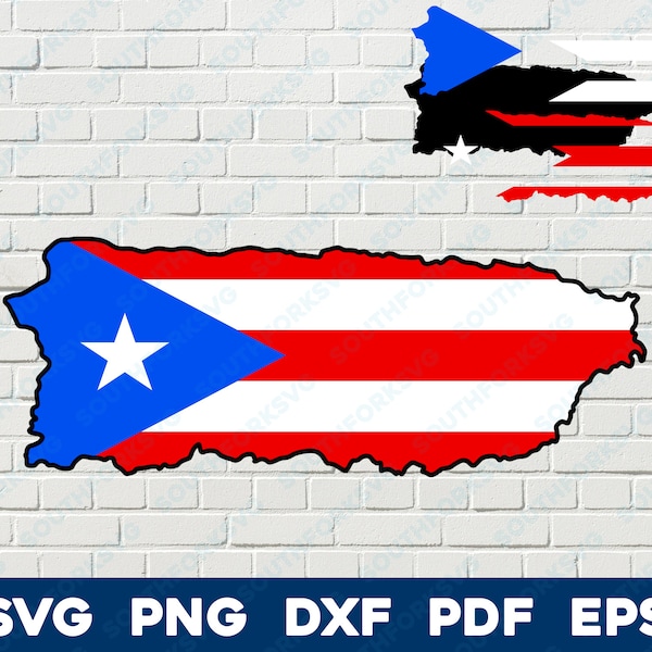 Puerto Rico Flag Shape svg png dxf eps pdf vector graphic design digital file U.S. 50 State Flags USA America United States Flags