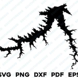 Fort Peck Lake Montana Mapa Forma Silueta svg png dxf pdf eps vector diseño gráfico corte grabado archivo láser imagen ing canotaje casa del lago