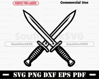 Crossed Daggers svg png dxf pdf eps | Cut Print Laser Digital File | Instant Download Commercial Use