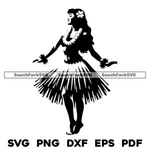 Hawaiian Hula Girl svg png dxf eps pdf Arquivos | Corte Impressão Gravação a Laser CNC Substituição de Tintura Vinil | Download Instantâneo Uso Comercial
