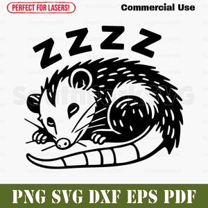 Possum adormecido svg png dxf eps pdf | design de gráficos vetoriais corte impressão sublimação de tinta gravação a laser arquivos digitais uso comercial