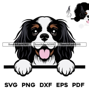 Tête de chien épagneul King Charles furtivement superposée par couleur svg png dxf eps pdf | Image vectorielle fichier découpé laser clip art téléchargement utilisation commerciale