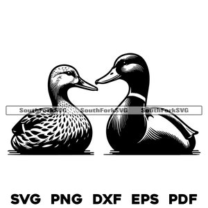 Mallard eenden man vrouw paar paar svg png dxf eps pdf | vector grafisch ontwerp gesneden print kleurstof sub laser graveren cnc-bestanden commercieel gebruik