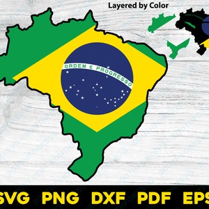 ブラジルの国旗付き地図形状 2 | svg png dxf eps pdf | ベクター グラフィック デザイン カット プリント ダイ サブ デジタル ファイル