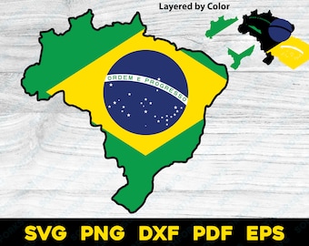 Kształt mapy kraju Brazylii z flagą 2 | svg png dxf eps pdf | projekt grafiki wektorowej cięcie drukowanie barwnik sub pliki cyfrowe