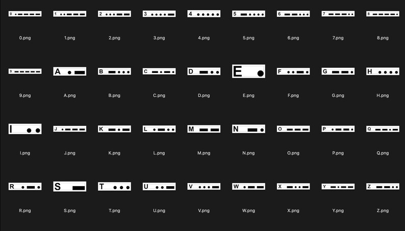 Morse Code Alphabet and Numbers 0-9 SVG PNG DXF Vector Graphic - Etsy
