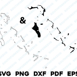Wyspy Bahama Kraj Sylwetka i Kontur Kształty svg png dxf pdf eps wektor grafika projekt cięcie grawerować plik laserowy obraz mapa