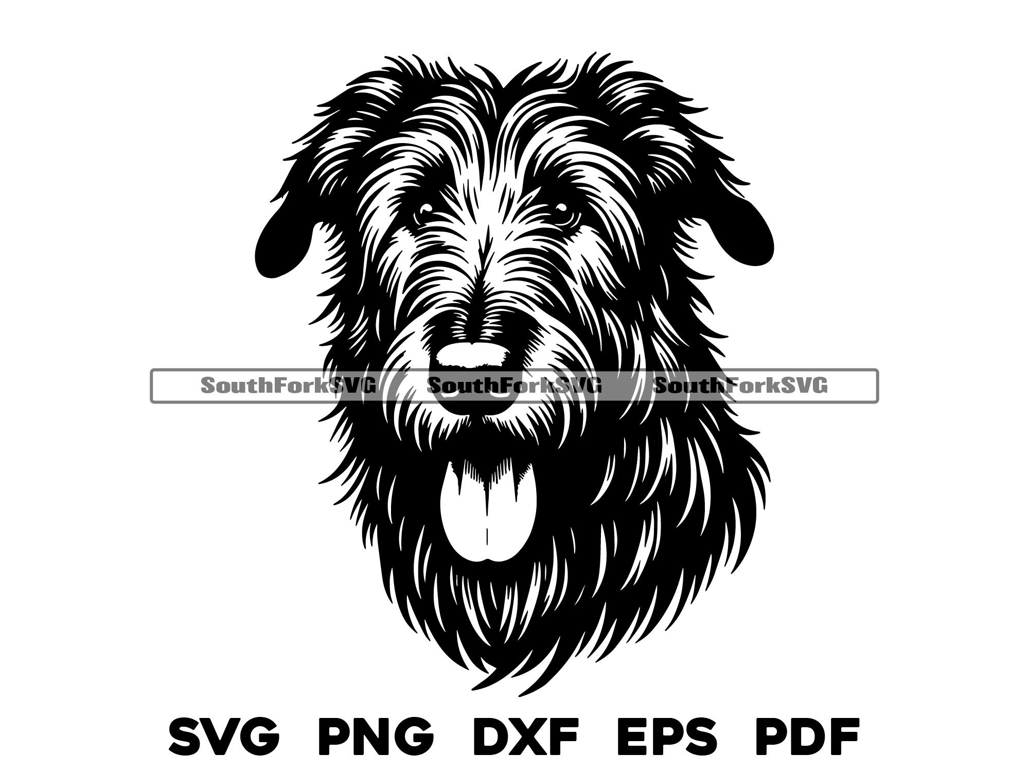 Irish Wolfhound Dog Head Design | svg png dxf eps pdf | vector graphic cut file laser clip art | instant digital download commercial use
