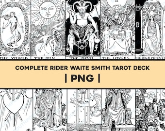 Full PNG Set 78 Rider Waite Smith Tarot Card Deck Bundle Transparent Background |  Zodiac Astrology Divinatory Graphic Image Vector Clip Art