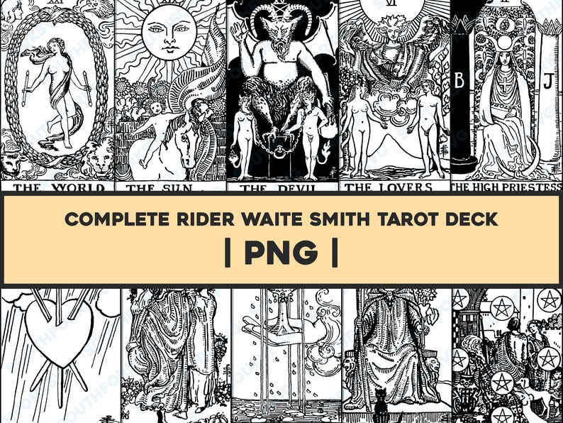 Star Rider Waite Full PNG Set 78 Rider Waite Smith Tarot Card Deck Bundle Transparent ...