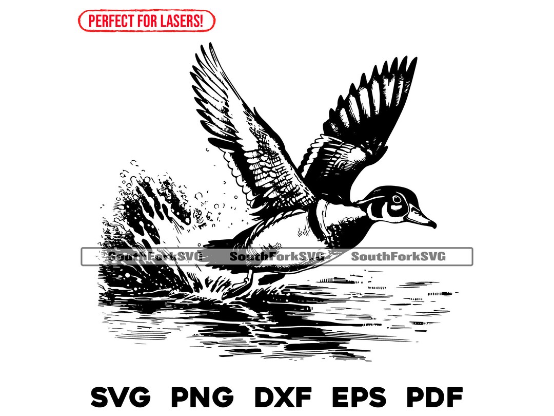 Wood Duck Laser Engrave Files Svg Png Dxf Eps Pdf Vector Graphic Design ...