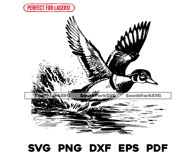 Wood Duck Landing SVG PNG, Vector Graphic Design Cut Print Cnc Digital ...