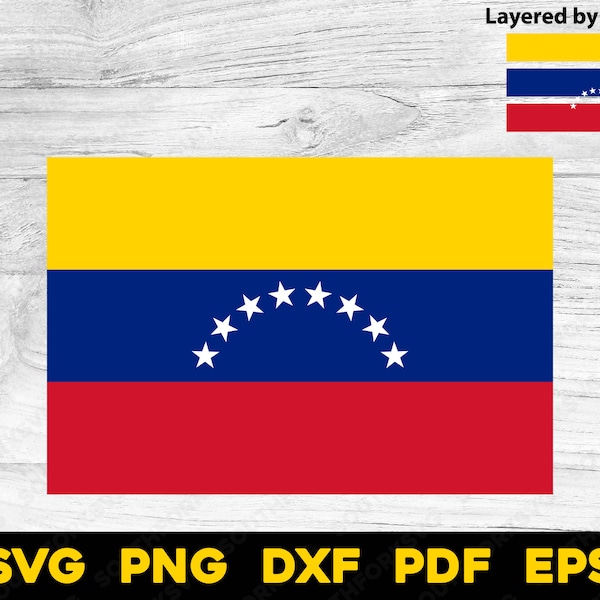 Venezuela National Flag svg png dxf eps pdf | Layered by Color vector graphic design cut print vinyl dye sub laser engrave digital files