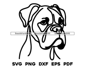 Boxer Dog Line Art Design / svg png dxf eps pdf / vector gráfico corte archivo láser clip art / descarga digital instantánea uso comercial