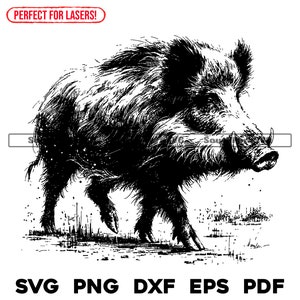 Wild zwijn lasergraveren bestanden svg png dxf eps pdf vector grafisch ontwerp knippen print dye sub digitale bestanden commercieel gebruik
