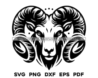 Aries Widderkopf Design | svg png dxf eps | Vektorgrafik Design Cut Print Dye sub Laser graviert digitale Dateien kommerzielle Nutzung