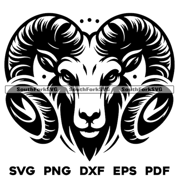 Aries Ram's Head Design | svg png dxf pdf eps | vector graphic design cut print dye sub laser engrave digital files commerial use