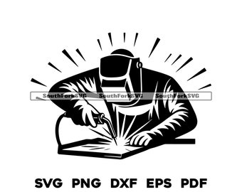 Person Welding, Welder Design | svg png dxf eps pdf | vector graphic cut file laser clip art | instant digital download commercial use