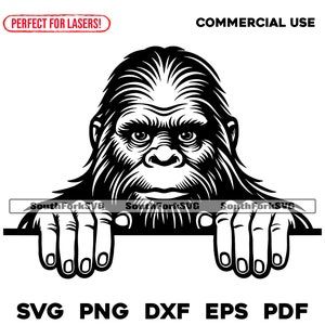 Sasquatch Bigfoot Peeking Design / svg png dxf eps pdf / grafica vettoriale design taglio stampa incisione laser file digitali uso commerciale