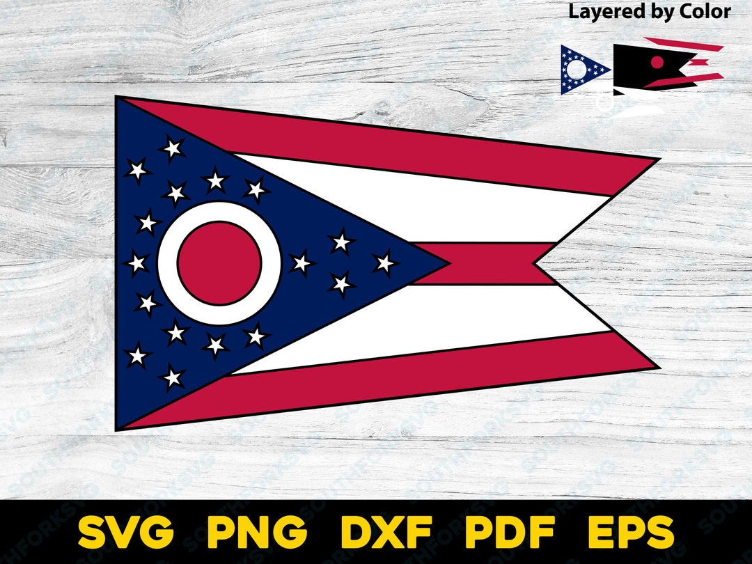 Ohio State Flag Outlined in Black | Svg Png Dxf Eps Pdf | Layered by ...