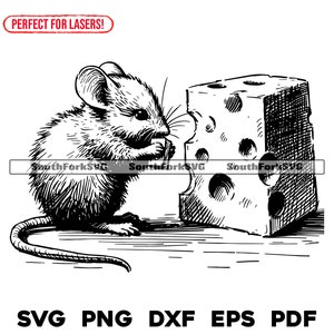 Ratón bebé con queso láser grabado archivos svg png dxf eps pdf / corte gráfico impresión tinte sub láser cnc archivos uso comercial