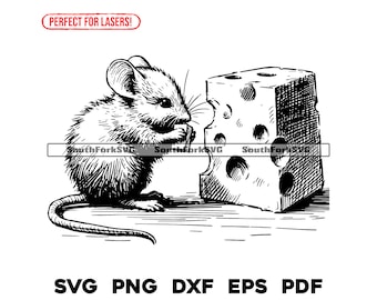 Baby Mouse with Cheese Laser Engrave Files svg png dxf eps pdf | graphic cut print dye sub laser cnc files commercial use