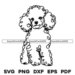Zwergpudel Line Art Design | svg png dxf eps pdf Vektorgrafik Schnittdatei Laser Clip Art | sofortiger digitaler Download kommerzielle Nutzung