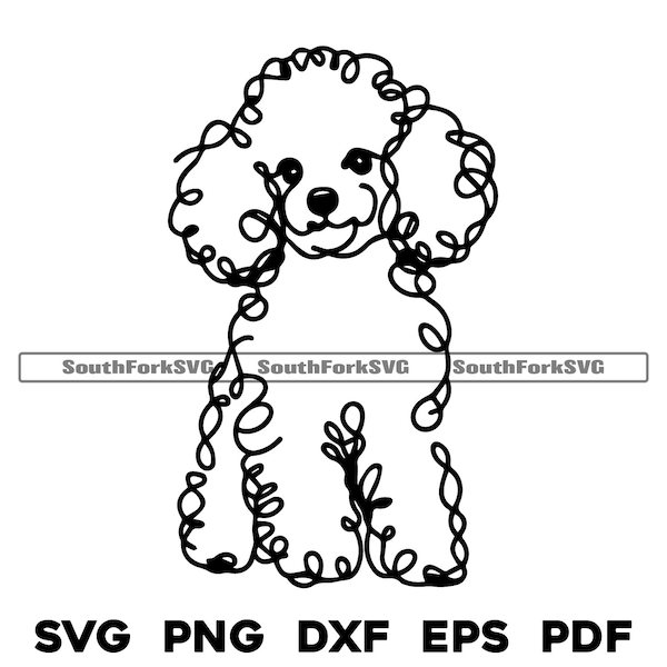 Toy Poodle Line Art Design | svg png dxf eps pdf vector graphic cut file laser clip art | instant digital download commercial use