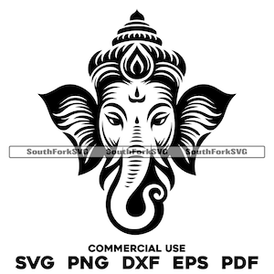 Ganesha Head svg png dxf eps pdf | vector graphic cut file laser clip art | instant digital download commercial use