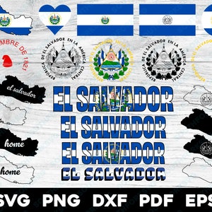 Pakiet projektów flagi Salwadoru | svg png dxf pdf eps | projekt grafiki wektorowej wydruk barwnik sub klipart obraz pliki cyfrowe Ameryka Środkowa