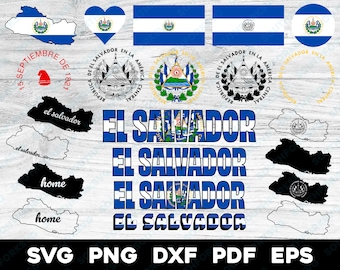 Paquete de diseño de la bandera de El Salvador / svg png dxf pdf eps / diseño gráfico vectorial impresión sublimación clip art imagen archivos digitales América Central