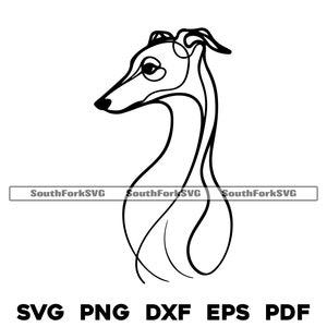 Disegno di arte lineare del levriero italiano / svg png dxf eps pdf / file di taglio grafico vettoriale clip art laser / download digitale immediato uso commerciale