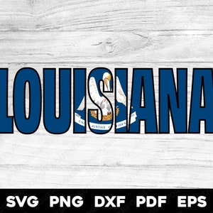 Design de nome da bandeira do estado de Louisiana | svg png dxf eps pdf | design gráfico vetorial impressão sublimação de tinta arquivos digitais download instantâneo