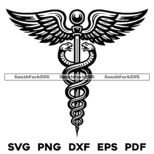 Caduceus Symbol 2 svg png dxf eps pdf | vector graphic cut file laser clip art | instant digital download commercial use
