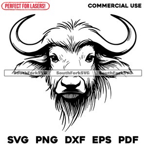 Büffel Portrait Laser Gravur Dateien svg png dxf eps pdf Vektorgrafik Cut Print Dye sub cnc digitale Dateien kommerzielle Nutzung