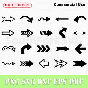 Eenvoudige pijlen SVG-bundel svg png dxf eps pdf | vectorafbeelding knippen afdrukken kleurstof sub laser graveren illustraties commercieel gebruik