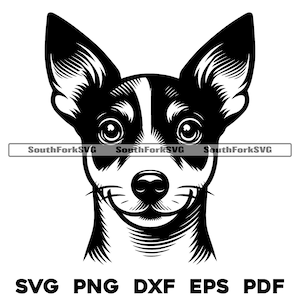 Rat Terrier Dog Head Design | svg png dxf eps pdf | vector graphic cut file laser clip art | instant digital download commercial use