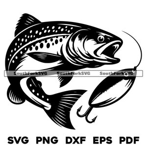 Forelle Springköder | svg png dxf eps pdf | transparente Vektorgrafik Design Cut Print Dye sub Laser graviert Dateien Kommerzielle Nutzung
