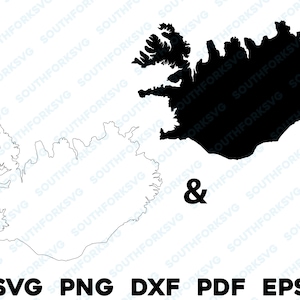 Islandia Kraj Sylwetka i Kontury Kształty svg png dxf pdf eps wektor grafika projekt cięcie grawerować plik laserowy obraz mapa Europa