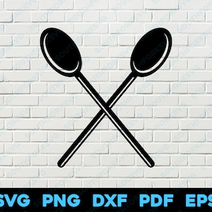 Gekreuzte Holzlöffel svg png dxf pdf eps Schnittdatei Clip Art Vektorgrafik Bild Transparent Koch Koch Küche Essen Einfach Symbol