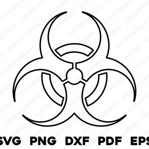 Biohazard overzicht svg png dxf eps pdf symbool vector transparant gevaar gevaar chemische veiligheid explosief punk goth nucleair clip