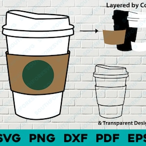 Para llevar café caliente svg png dxf pdf eps Capas por color Cortar archivo Clip Art Gráfico vectorial / Cocina Chef Cocina Comida Cita Lindo Icono de comida 2