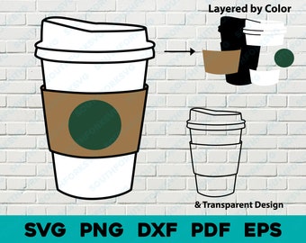 To Go Hot Coffee svg png dxf pdf eps Layered by Color Cut File Clip Art Grafica vettoriale / Cooking Chef Cucina Cibo Data Cute Food Icon 2