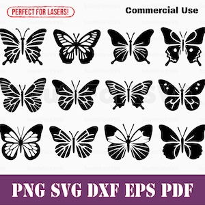 Simple Butterflies Bundle svg png dxf eps pdf | vector graphic cut print dye sub laser engrave clip art commercial use