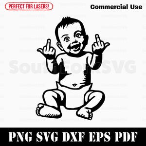 Desenho engraçado de dedos médios de bebê svg png dxf eps pdf | design gráfico vetorial corte impressão laser gravar arquivos | download digital uso comercial