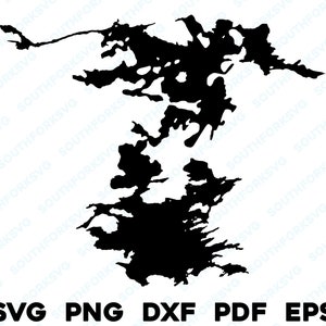 Wahwashkesh Lago Ontario Canadá Mapa Forma Silueta svg png dxf pdf eps vector diseño gráfico corte grabado archivo láser imagen barco casa